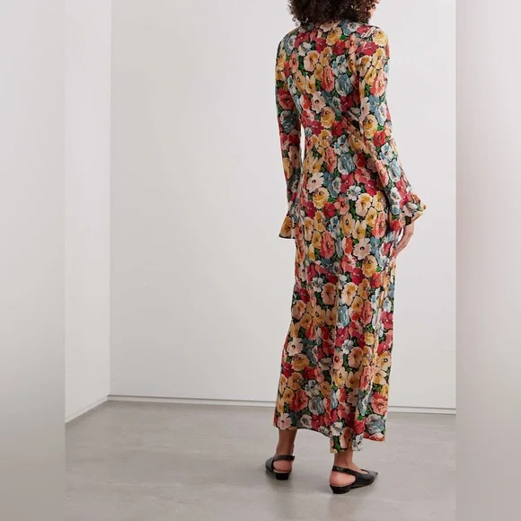 Doen Musetta floral-print silk midi dress NEW without tag - Picture 2 of 10